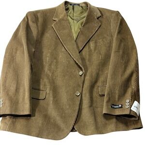 Cross & Winsor Corduroy Blazer‎ Jacket Two Button Brown Coat Mens 48 Reg